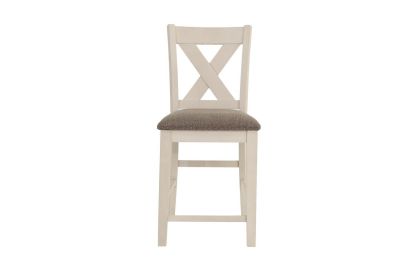 Modern Contemporary Dining Room Furniture Chairs Set of 2 Counter Height Chairs Light Wooden High Chair X Back Design Cushion Seat