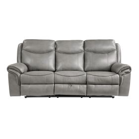 Gray 1pc Double Reclining Sofa w/ Drop Down Cup Holders