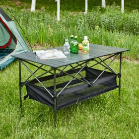 1-piece Folding Outdoor Table with Carrying Bag,Lightweight Aluminum Roll-up Rectangular Table for indoor, Outdoor Camping, Picnics,Beach,Backyard