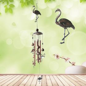 1pc Vintage Metal Butterfly Turtle Iron Owl Animal Wind Chime Home Courtyard Living Room Decoration Copper Outdoor Hanging Ornament (style: Flamingo)
