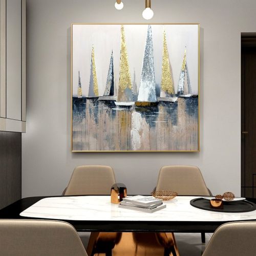100% Hand Painted Abstract Modern Boat Pictures Art Oil Painting On Canvas Wall Art Wall Painting For Living Room Home Decoration