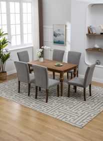 Cotton Linen Dining Chairs Set of 2 (Color: Grey, Material: Cotton linen)