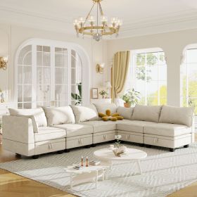 U_Style Modern Large U-Shape Modular Sectional Sofa, Convertible Sofa Bed with Reversible Chaise for Living Room, Storage Seat (Color: as Pic)